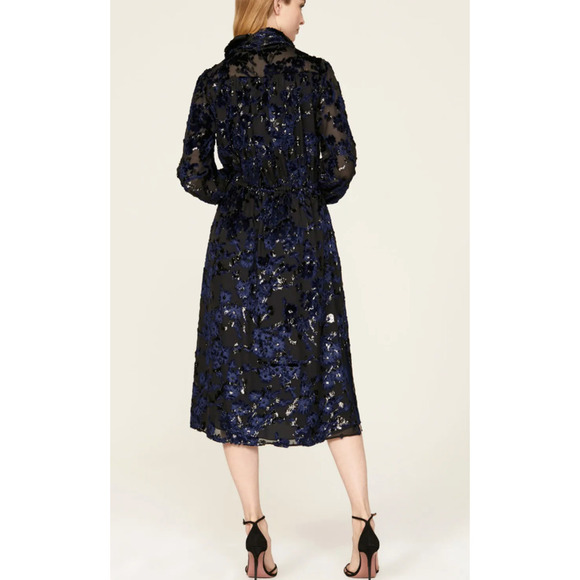 ADAM LIPPES COLLECTIVE RTR Velvet Embroidered Black / Navy Dress Size 4 - Picture 3 of 12